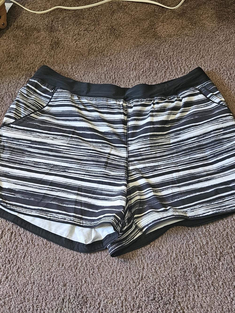 Striped Black and White Athletic Women’s SwimShorts